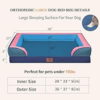 Vista 522 de Comfort Expression Cama ortopédica para perros extra grandes de 45 x 35 pulgadas, cama para mascotas XL de espuma tipo caja de huevos impermeable