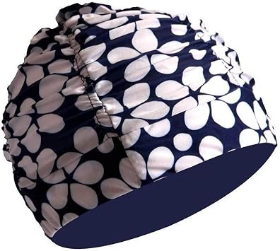 Ladies Pleated Swimming Cap Elastic Swimming Hat Swim Turban for Long Hair, 1pcs #D