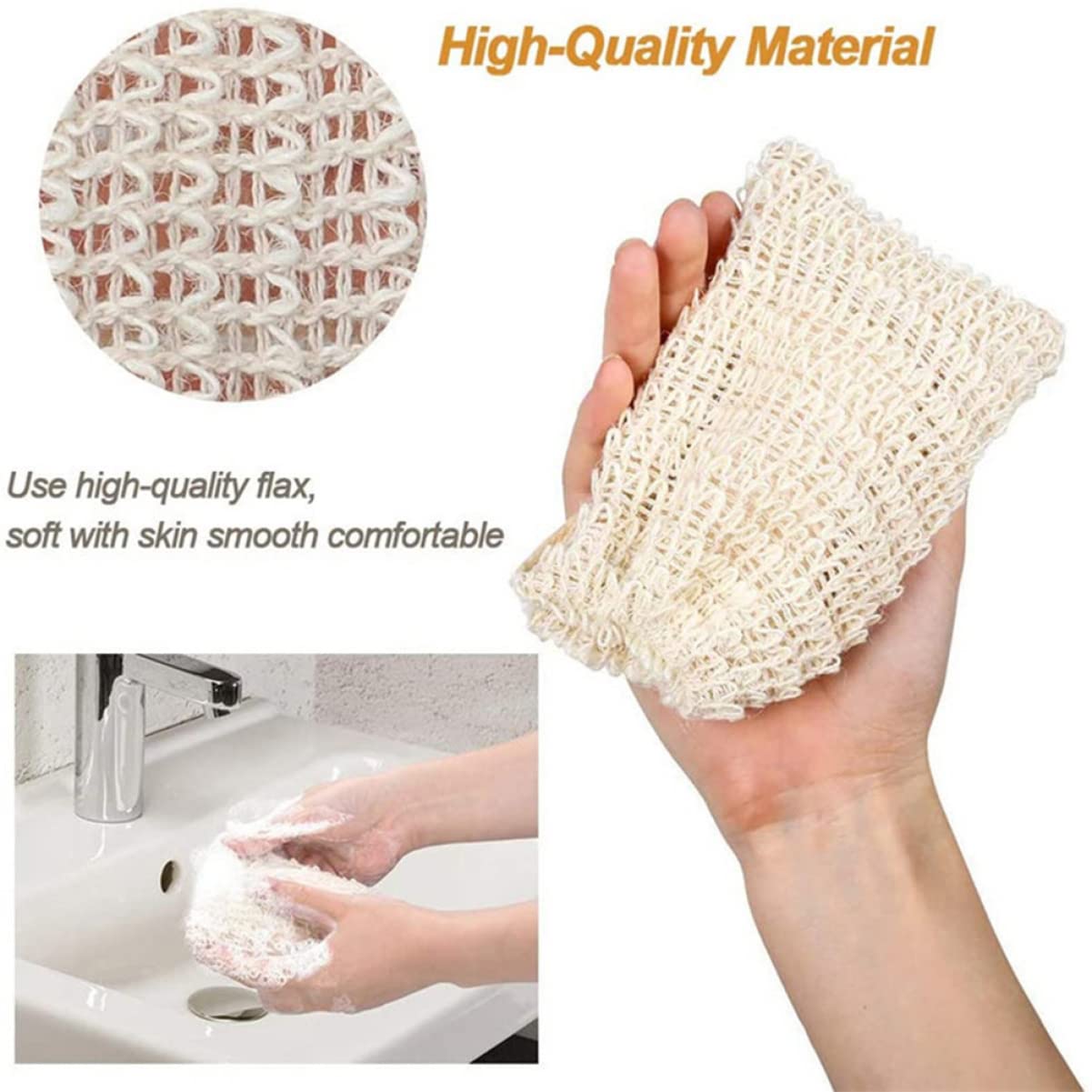 20pcs Drawstring Soap Pouch Cotton Linen Foaming Net Beige