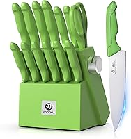 Vista 8 de imarku® Juego de cuchillos, juego de 14 piezas para cocina con bloque, juego de cuchillos de cocina de una pieza premium con afilador, juego