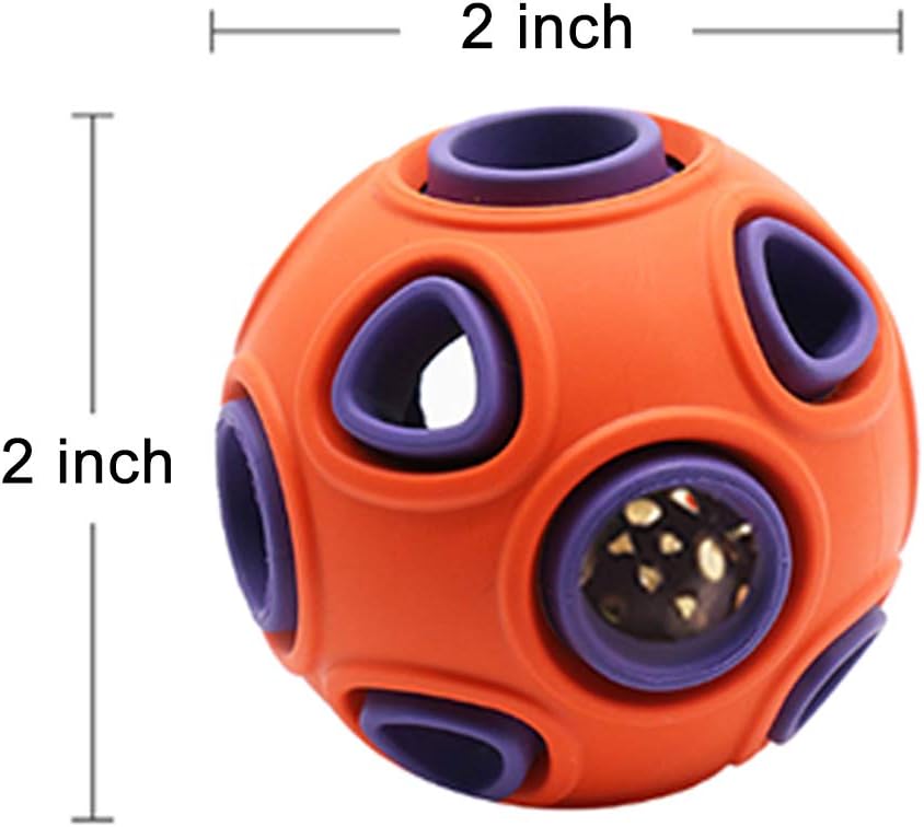 WishLotus Dog Ball Toy, Dog Interactive Toy with Ring Bell Squeak Toys Dogs Rubber Bouncy Balls Pet Exercise Game Puzzle Balls to Increase IQ Search & Catch Bite Resistant Chewing Toy image 2