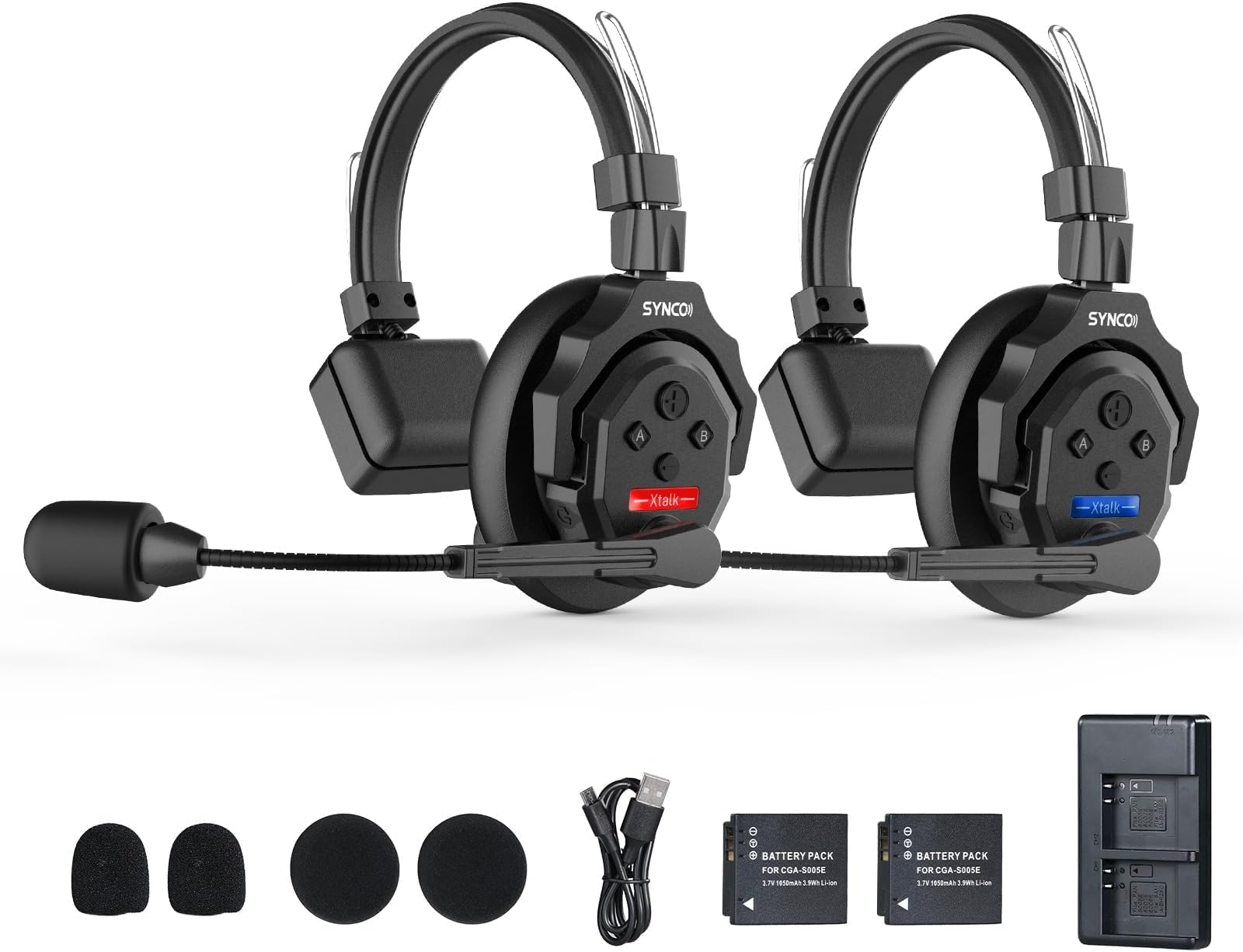 SYNCO XTALK X2 Wireless Intercom Headset System, 2.4GHz Communication Headset for 2-Person with 24H Workingtime 350M/1148FT, Synco-Xtalk-Communication-Headsets-Intercom