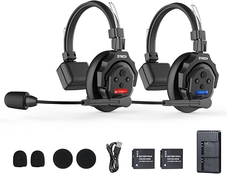 SYNCO XTALK X2 Wireless Intercom Headset System, 2.4GHz Communication Headset for 2-Person with 24H Workingtime 350M/1148FT, Synco-Xtalk-Communication-Headsets-Intercom