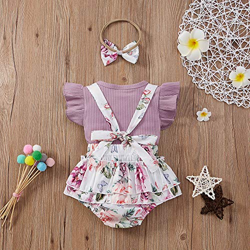 MERSARIPHY Roupas de verão para bebês, camisetas + shorts para meninas, 3 peças, roupas infantis com