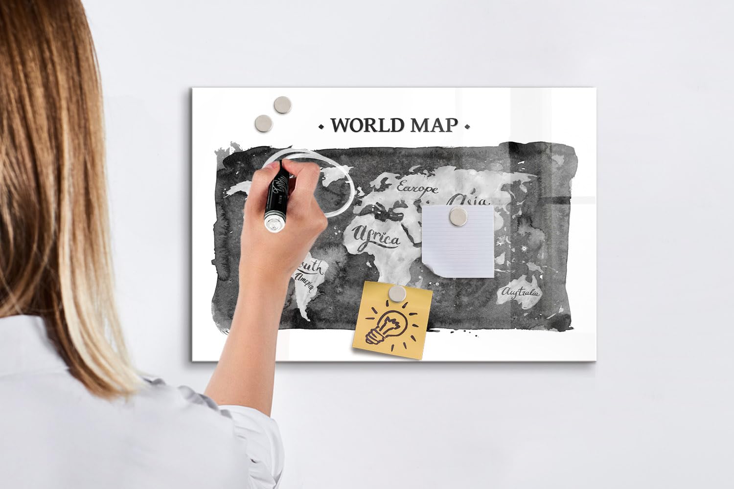Tableau magnétique horizontal 60x40 cm | Carte du monde rétro