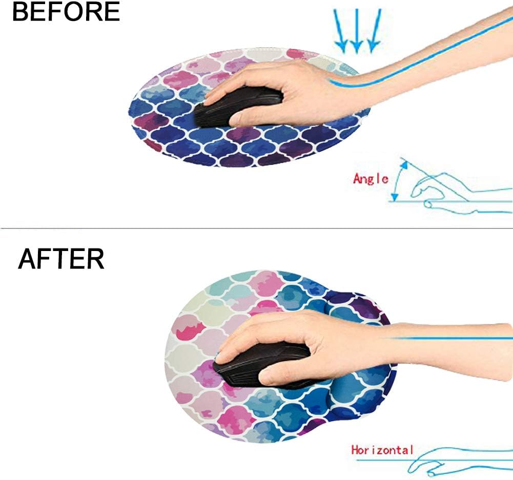 Memory Foam Mousepad with Wrist Support Design Ergonomic Mouse Pad Comfortable Wrist Rest Non-Slip PU Base Mouse Mat (Mermaid)
