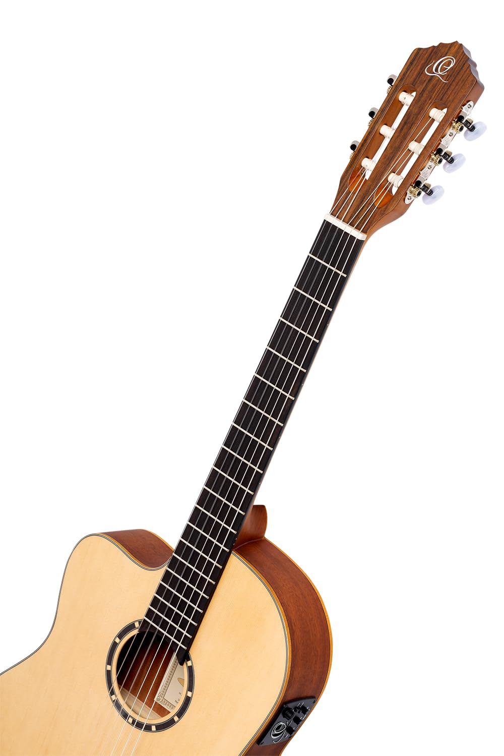 Ortega Guitars Chitarra Concerto per Mancini Thinline Elettro-acustica - Serie Family - Slim Neck - include Gig Bag - top in mogano/abete (RCE125SN-L)