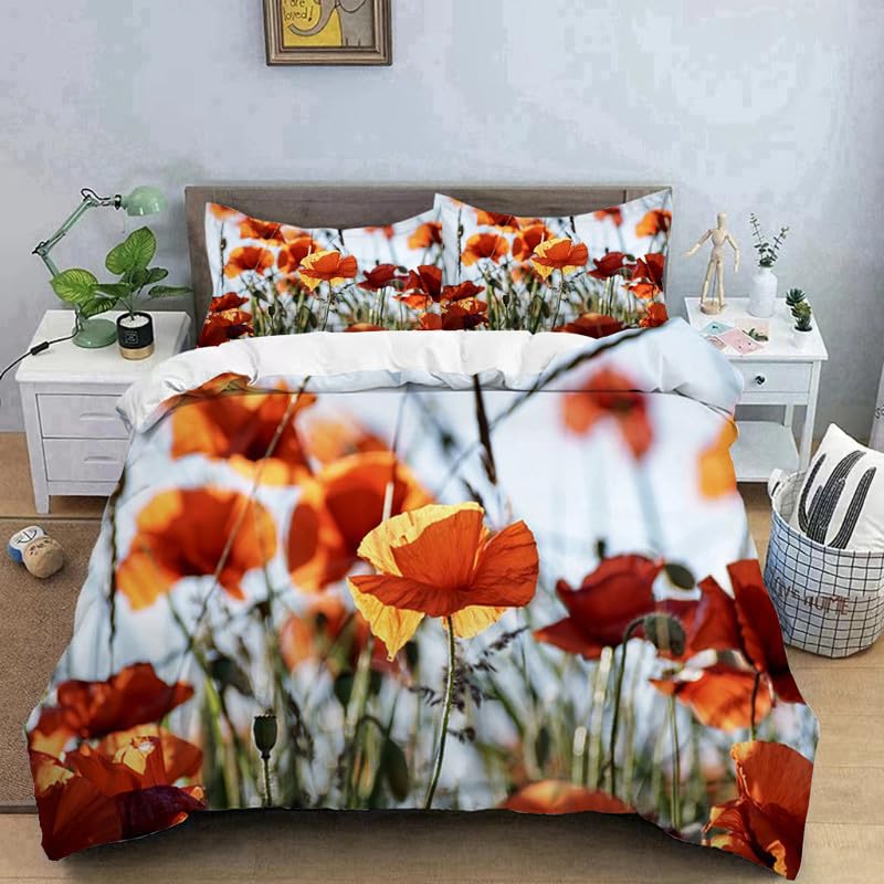 Housse de Couette 90x190 Coquelicot Anti-Transpiration