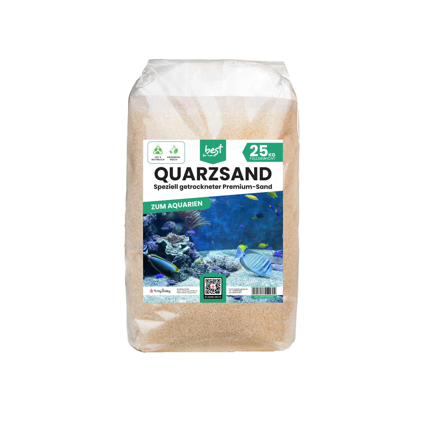Sable de Quartz pour Aquarium – 25 kg Substrat Premium Fin Blanc – Gravier Naturel Décoratif,Idéal pour Aquariums Eau Douce & Eau Salée – Crée un Environnement Beau, Sain et Harmonieux