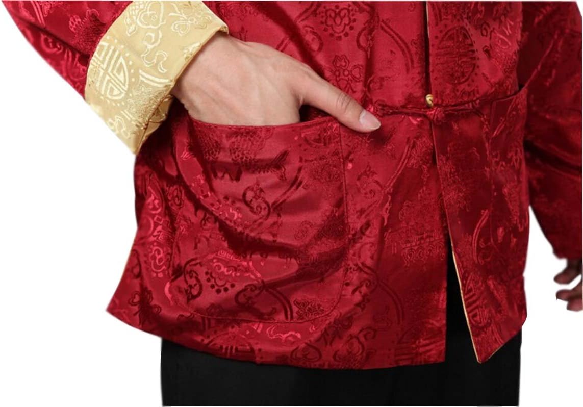 Chinese Traditional Tai Chi Uniform Long Sleeve Top Kungfu Shirt Tang Suit for Men - Image 6