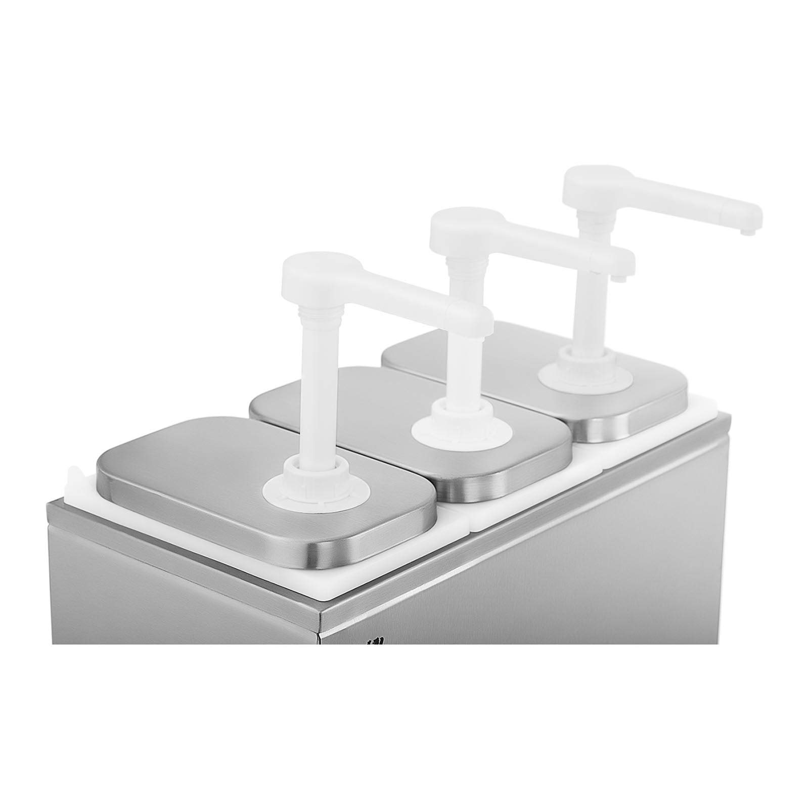 Royal Catering Distributeur De Sauce Pompe À Sauce En Plastique Ketchup Pour Friterie RCDI-6L (3 Récipients, Volume Total 6 l, Acier inoxydable / PP, Épaisseur du matériau 0,6 mm)
