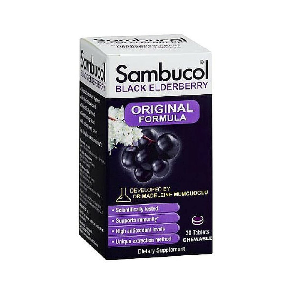 SambucolBlack Elderberry, Original Formula Chewable Tablets, 30 Count (Pack of 4)