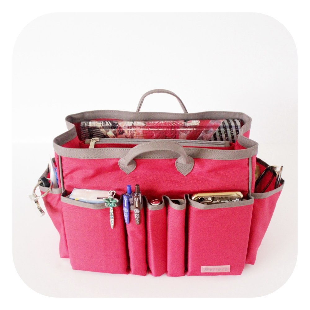 Premium Bag Organizer Organizzatore da borsa, 13 Compartments, Lightweight, XXL 28 x 22.5 x 17 cm, Marrone