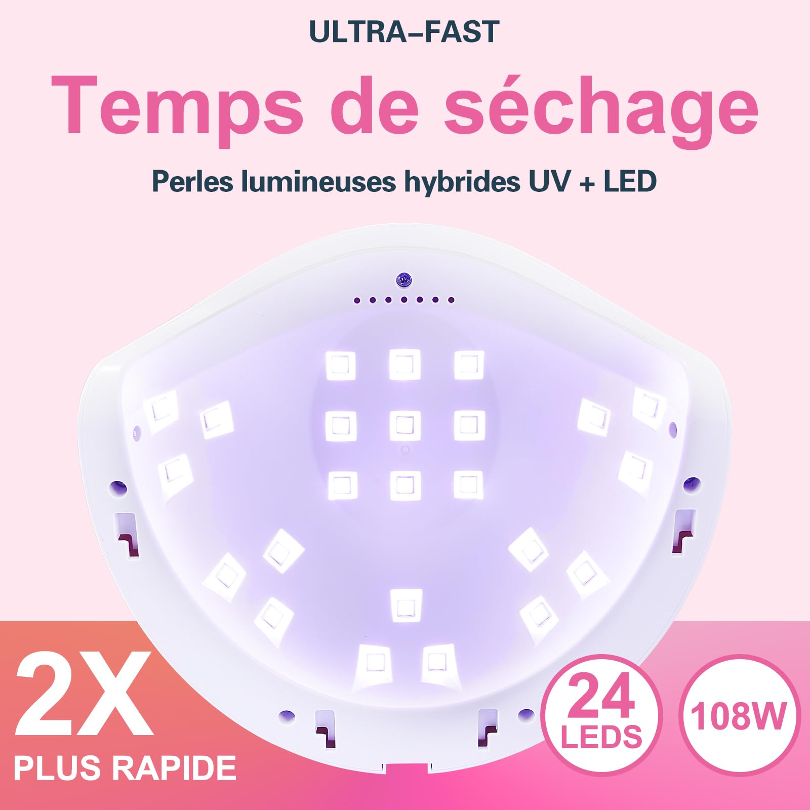 Lampe UV Ongles Gel, 108W Professionnelle Lampe UV Ongles avec 4 Minuteries, Écran LCD, Séchage Rapide pour Vernis Semi Permanent, Gel Vernis