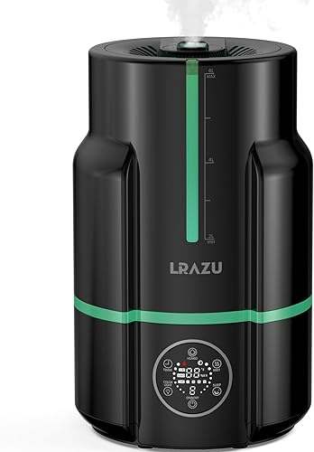 Humidificador inteligente de niebla fría de 6 L, negro moderno para dormitorio grande, ultra silencioso de 22 dB con humidistato, tiempo de