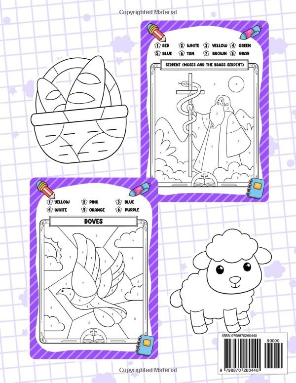 Color By Number Story of Bible: Coloring Book with Bible Inspired Illustrations for Christian Kids Ages, Fun Activity Books with Large Print Pages about Jesus for Preschool Kindergarten to Learn - Image 2