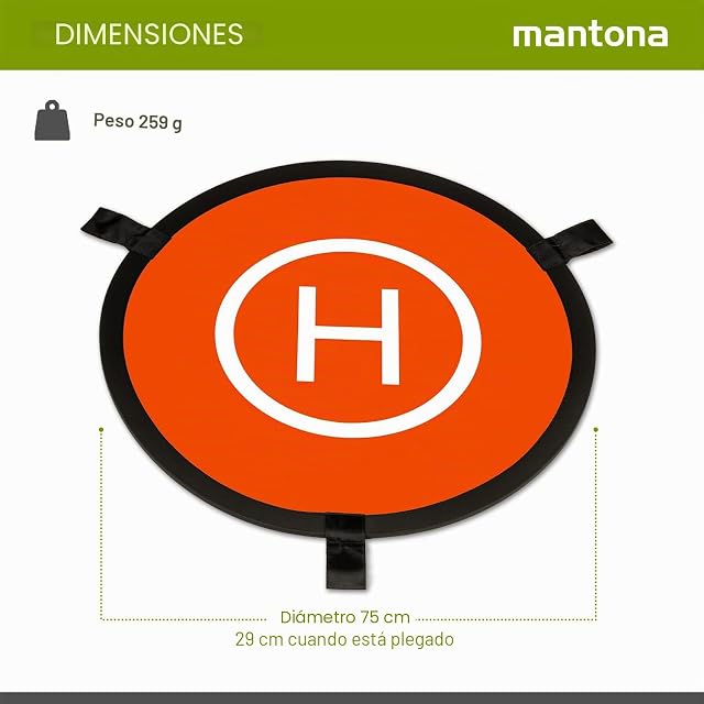 Foto 8 de 8 de Mantona Plataforma plegable para drones de 75 cm de diámetro, con estacas de metal y bolsa de transporte