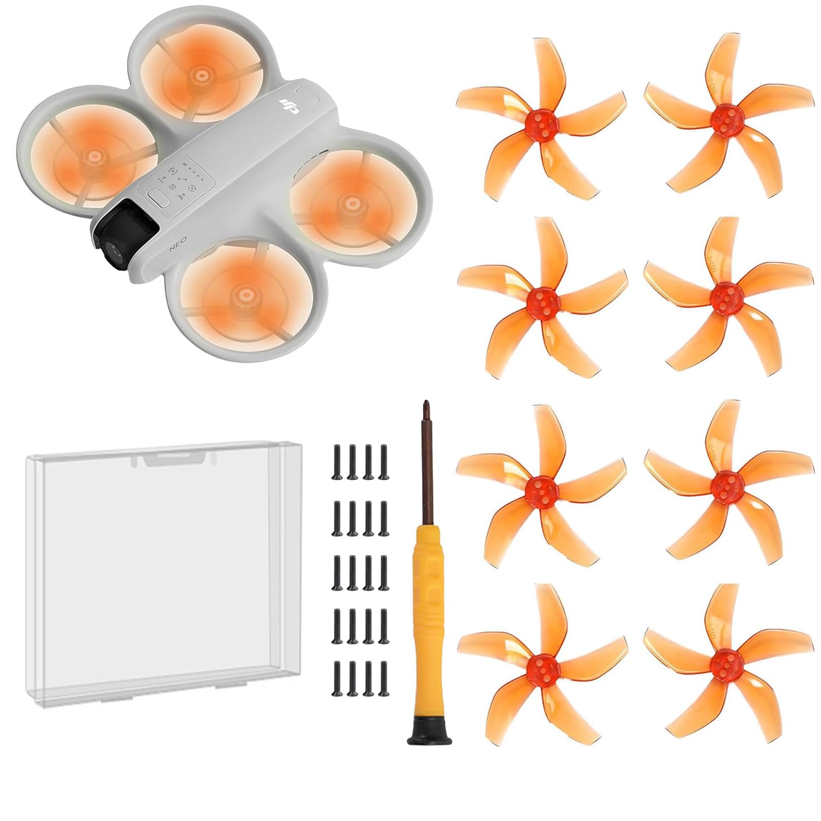 (Improved Version, Including Screws)-Drone Colorful Paddle Propeller for DJI NEO Silent Power Noise Reduction Replacement Traverser Wings Drone Accessories