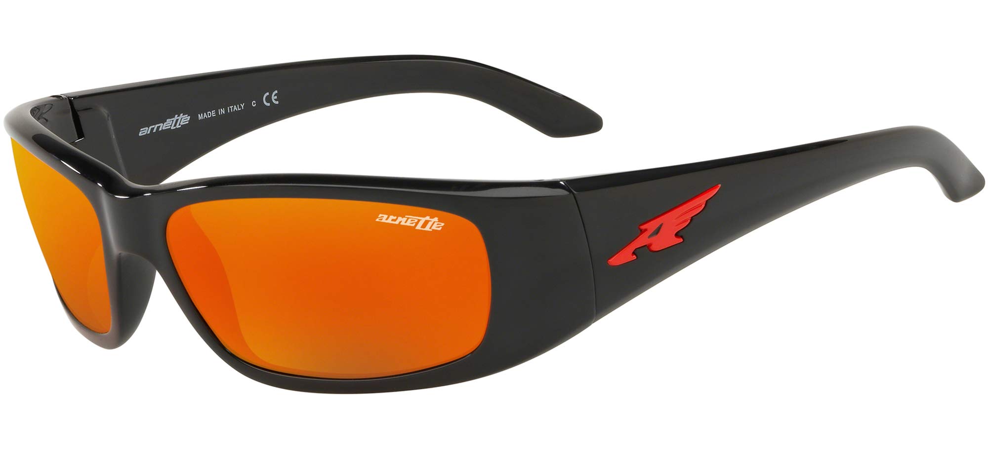 Arnette Mens AN4178 Quick Draw Wrap Sunglasses, Black/Dark Grey Mirrored Red/Yellow, 59 mm