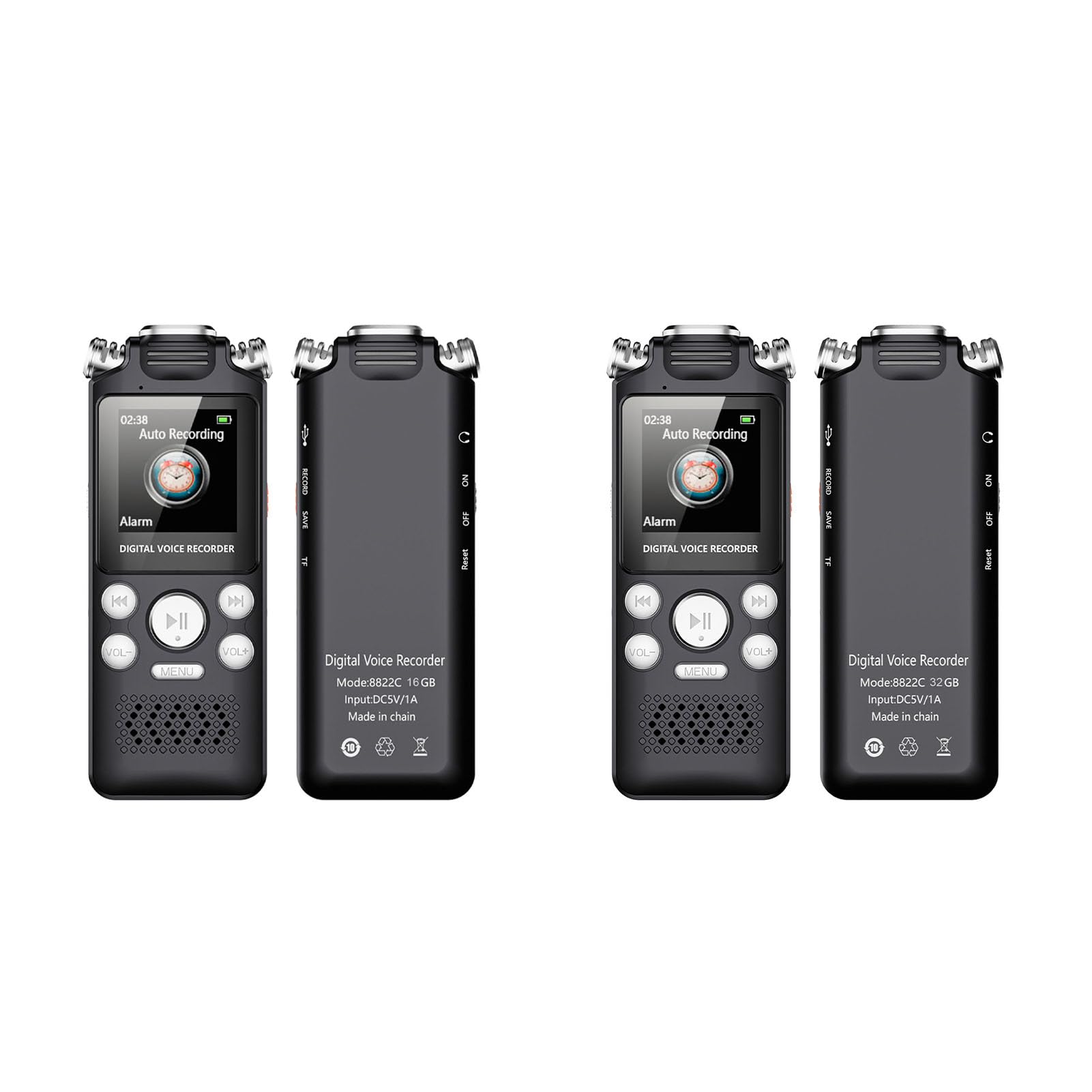 Grabadora de Voz Digital, Reducción de Ruido AI Grabación Clara y Reducción Automática de Ruido, Memoria de Gran Capacidad, Grabadora Multifuncional, Portátil y Segura con (32GB)