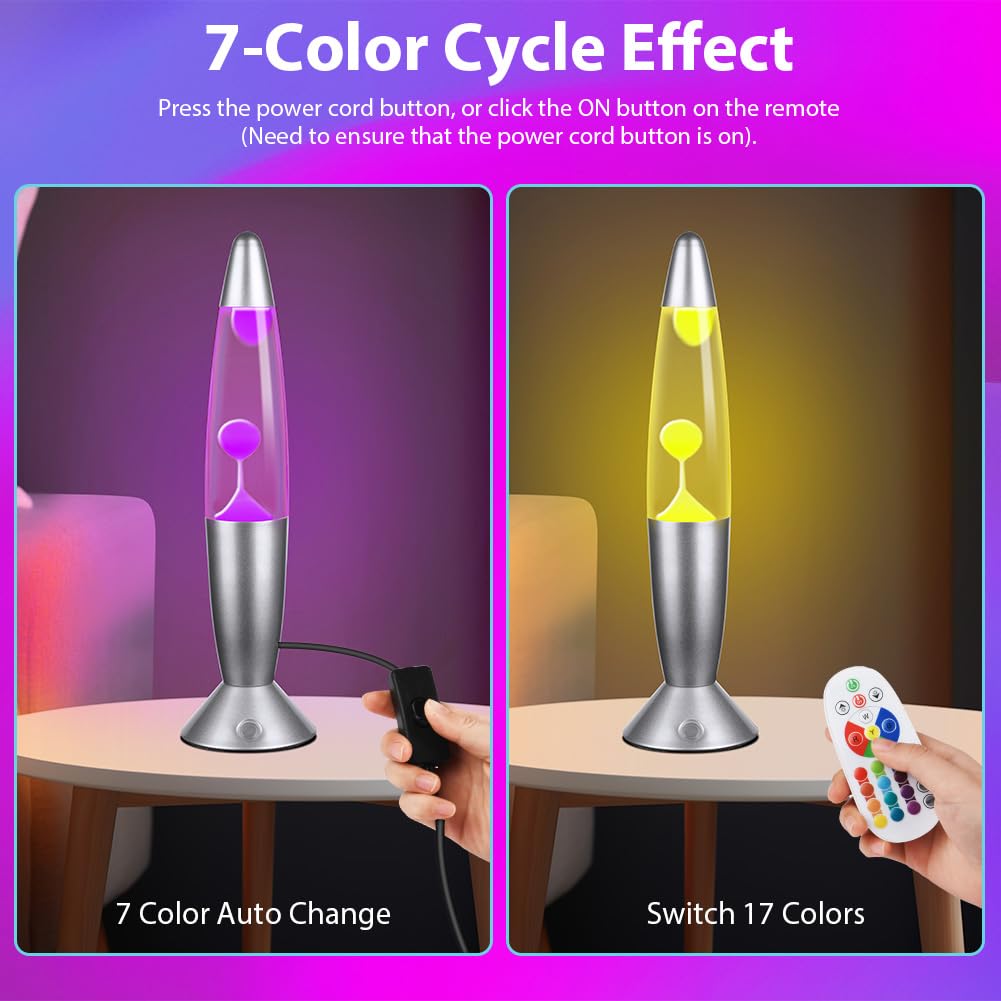HOTUT Lámpara de Lava Relajante con Control Remoto, Lámpara de Movimiento Líquido de 14 Pulgadas, Estado ánimo con 17 Colores Cambiantes, Brillo Ajustable, 4 Modos, para Relajación y Pa
