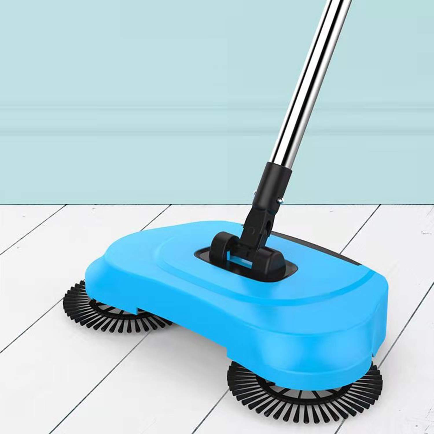 360 Broom Spin Sweeper,Hand Push Broom,Cordless Spin Mop,Broom And Dustpan,Dust Mop,Scrub Sweep Dustbin All in One,Blue