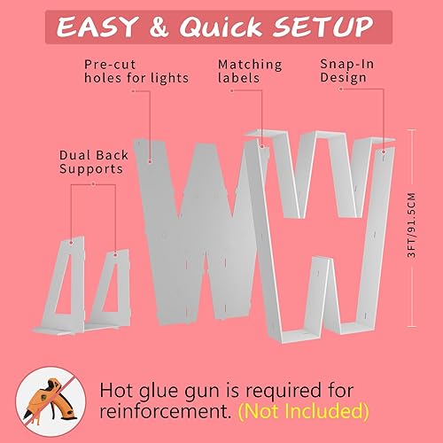 Vista 65 de Marco de números iluminados de 4 pies precortado, números de marquesina gigante, números 7, números de mosaico para globos, decoraciones de Número