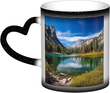 11oz Ceramic Coffee Cup Color Changing Mug Funny Magic Heat Sensitive Cups Hot Cocoa Tea Milk Mugs Mountain Lakes Drinks Cup for Birthday Anniversary Christmas Gift