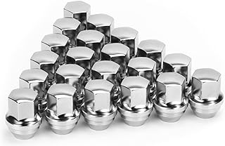 9/16-18 OEM Factory Style Large Acorn Seat Wheel Lug Nuts, 20 PCS Sliver 9/16-18 Closed End One-Piece Lugnuts for Chry-sler Aspen, Dodge Dakota, Ram 1500, Durango, Ram SRT
