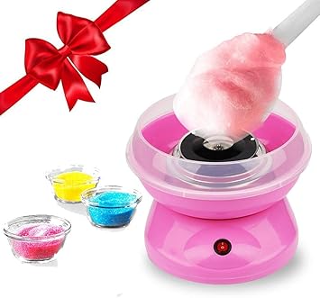 Whixant Electric Sugar Cotton Candy Machine Cotton Candy Maker Hard Candy, Sugar Free Candy, Sugar Floss, Homemade Sweets for Birthday Parties - Includes 10 Candy Cones & Scooper (Pink Color)
