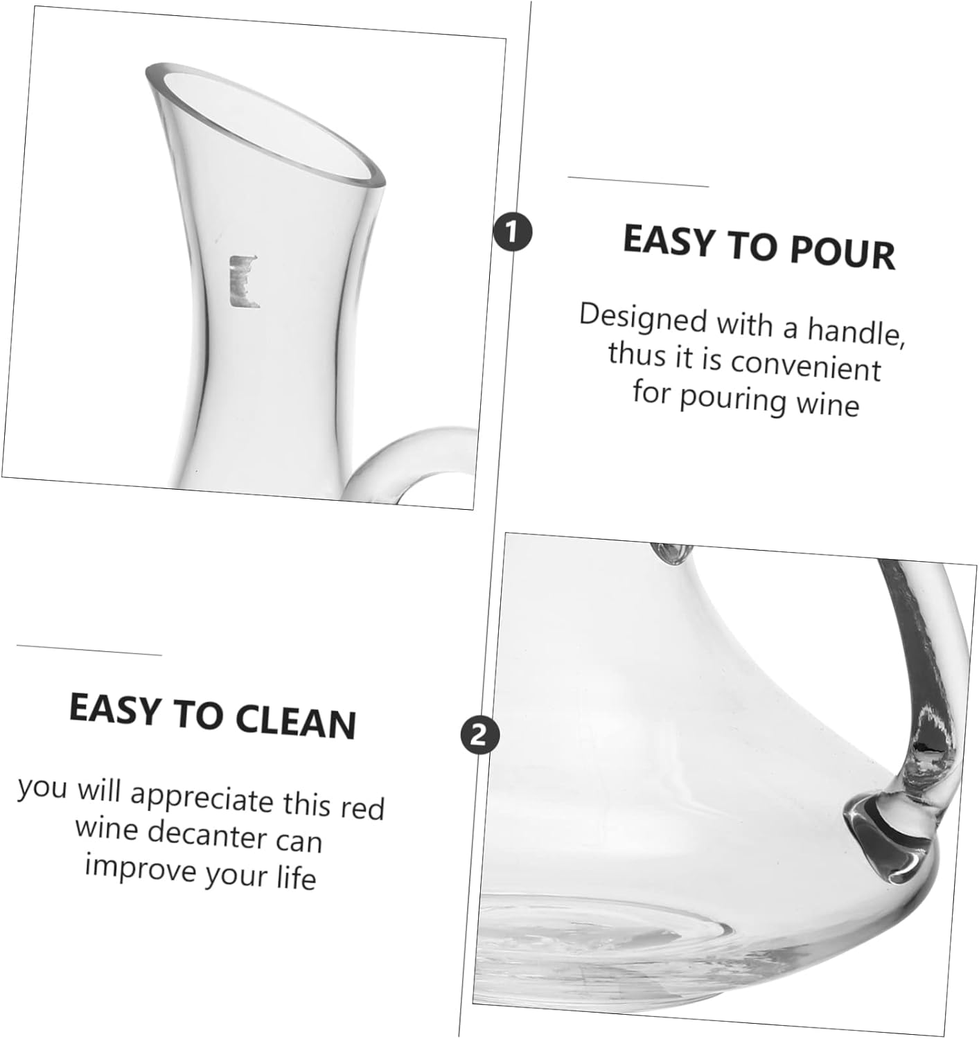 VALICLUD Transparent Crack Wine Decanter with Handle Sturdy Glass Wine Distributor Aerator for Banquet and Dinner Use