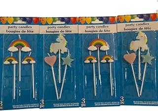 Greenbrier International Rainbow Heart and Star Birthday Candle Set