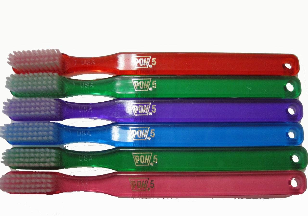 POH POH Adult 4-Row Supersoft #5 Toothbrush 6 Pack colors may vary