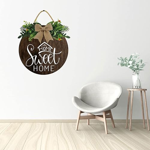 Miniatura 2 de KPSheng Home Sweet Home - Letrero decorativo para puerta delantera, decoración de porche de granja, 11 x 11 pulgadas, letrero rústico para coronas