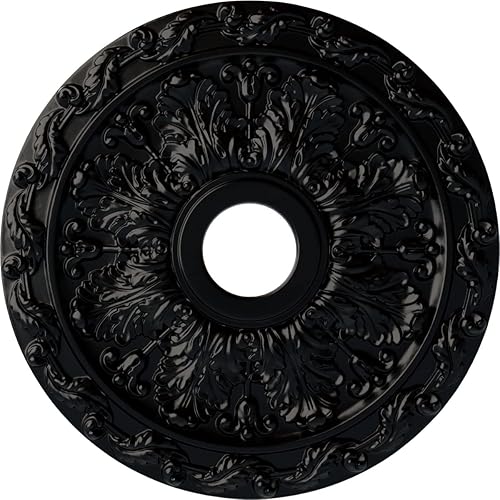 Vista 72 de Ekena Millwork CM19SP Medallón de techo de hojas de resorte, 19 7/8 "OD x 3 5/8" ID x 1 1/4 "P, imprimado en fábrica Imprimación de fábrica.