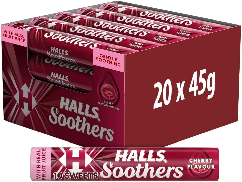 Soothers Cherry Flavour Lozenges, Gentle Soothing with Real Fruit Juice, 45 g (Pack of 20)