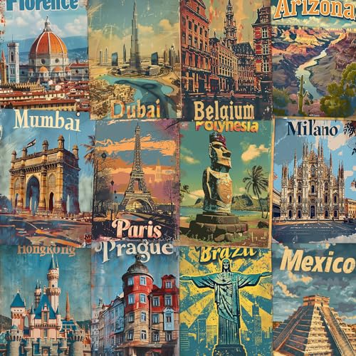 Image of Wallgasm Paper Travel Posters - Set of 54, 4x6 Inches, Aesthetic Room Decor for Bedroom, Living Room & Office