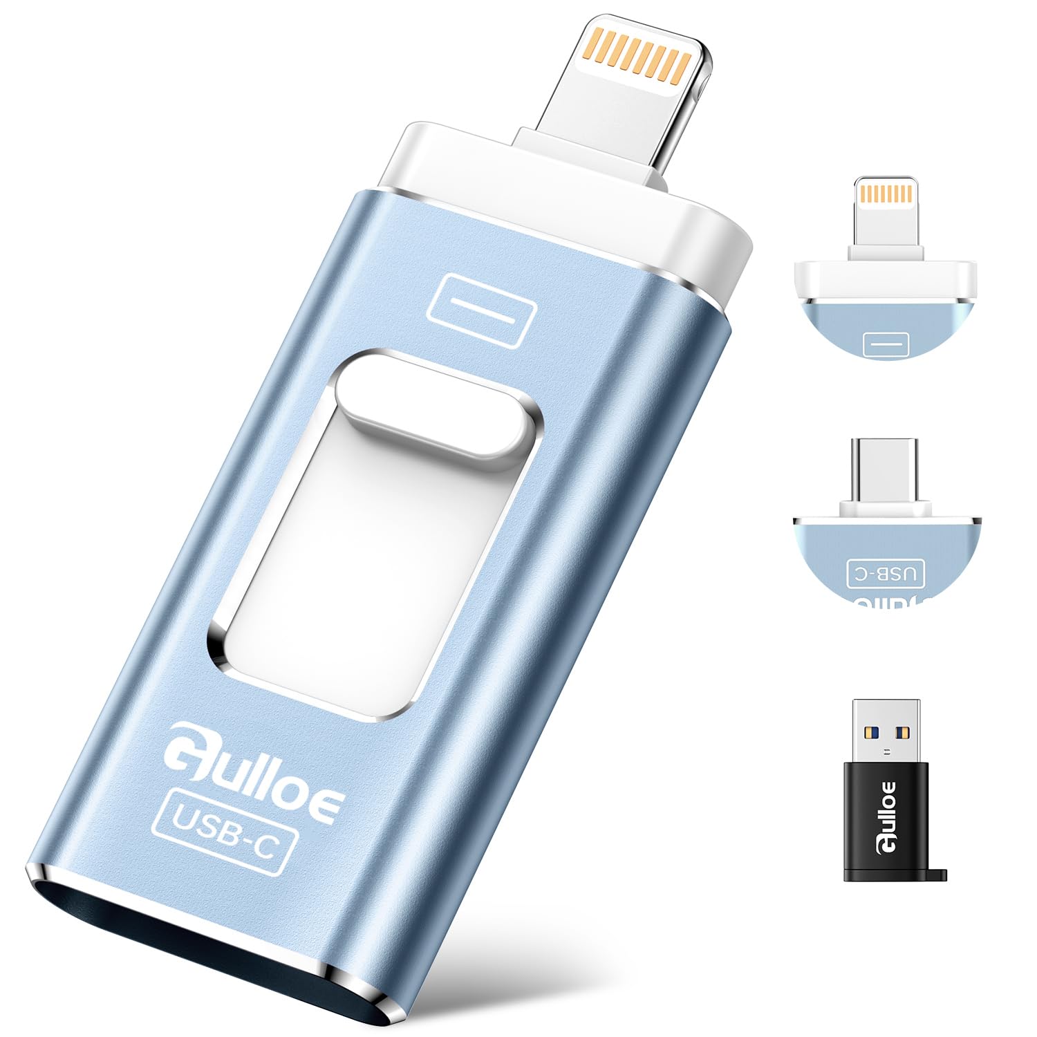 Gulloe 256GB Dual Interface Flash Drive for Phone Storage Photos Videos, Phone USB Backup External Photo Memory Stick - No App Required, Compatible with iPhone, iPad, Android & PC (Mist Blue)-image-26