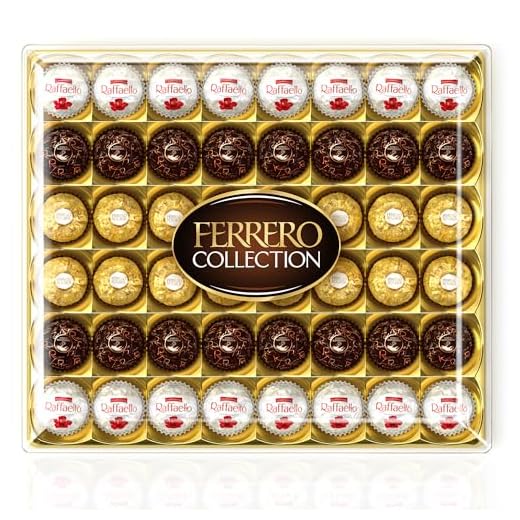 Ferrero Collection - 48 Specialità Assortite al Cioccolato, Racchiuse in una Elegante Scatola Natalizia, Idea Regalo Natale, Compleanno e Anniversario, Confezione da 518 gr