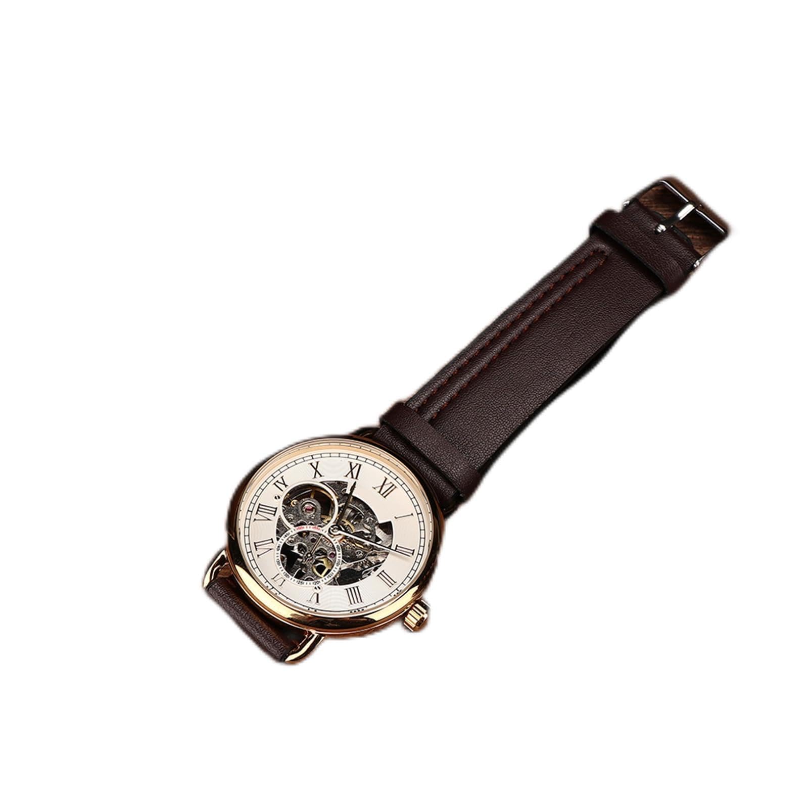 Annadue Orologio Meccanico a Scheletro per Uomo, Acciaio Inossidabile 46mm