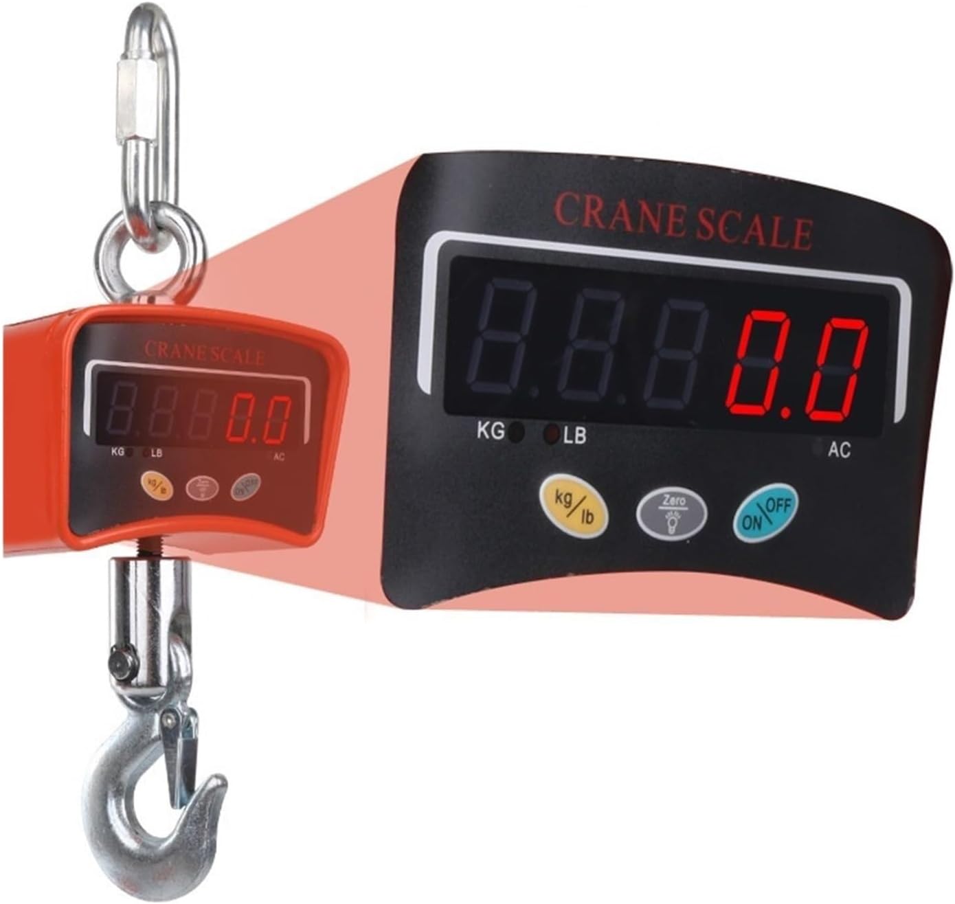 Digital Crane Scale 500kg Load Heavy Duty Crane Scale Digital Crane Scale, Crane Scale, LED Display Stainless Steel Hook Industrial Scale for Construction Site