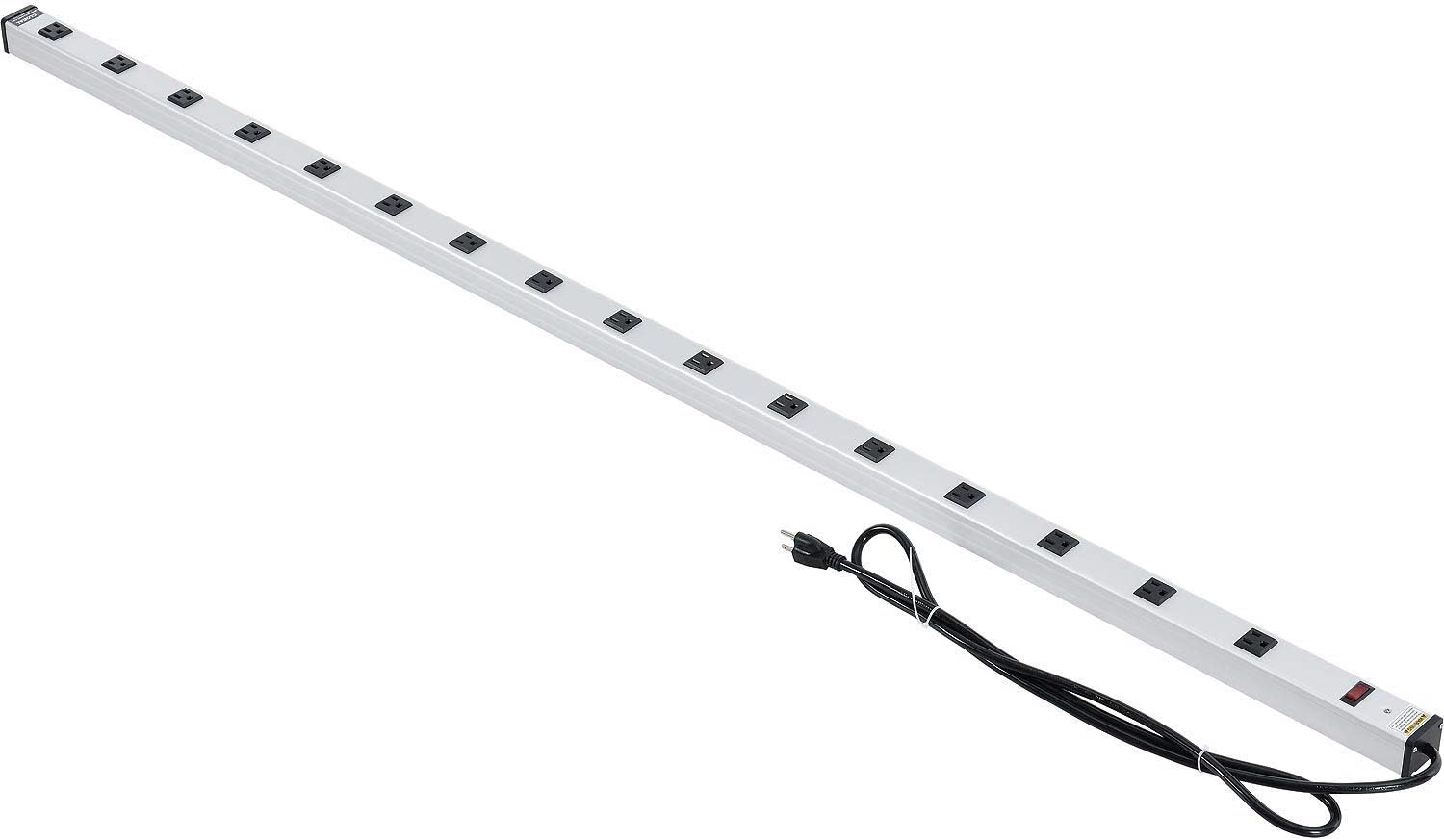 Global Industrial 72" 16 Outlet Aluminum Power Strip with 6-ft Cord, ETL/cETL Listed