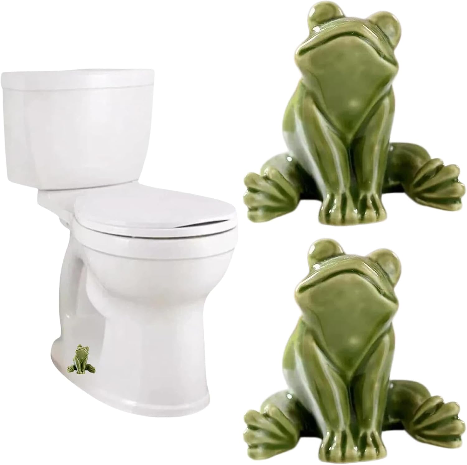 2 Pcs Toilet Bolt Covers Decorative,Toilet Screw Cover Caps,Toilet Screw Covers Decorative,Toilet Caps for Bottom of Toilet,Cute Bathroom Decor (Green Yoga Frog)