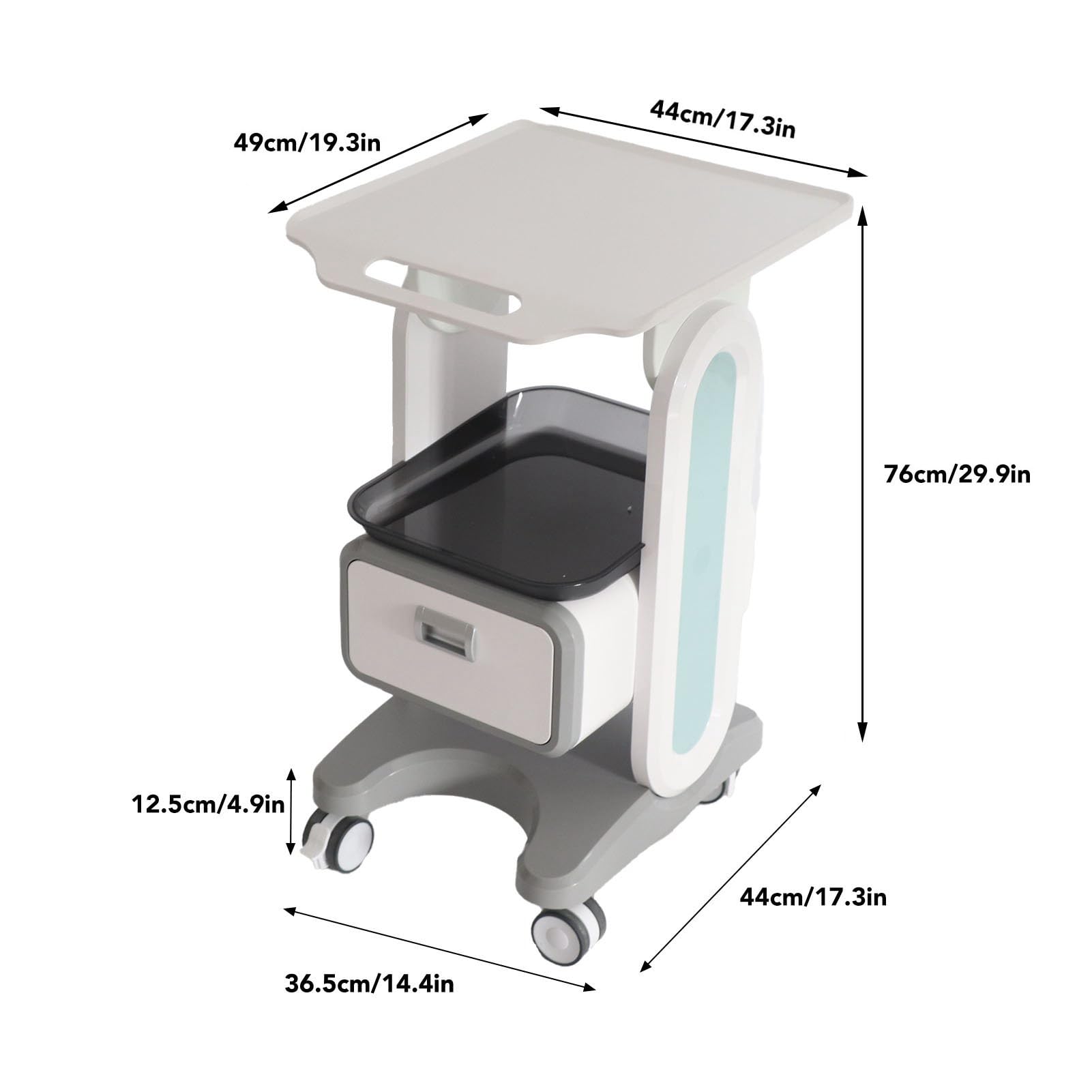 Generic Carrello Medico con Ampio Ripiano e Cassetto Singolo, Carrello con Cuscinetti da 50 Kg per Laboratorio, Clinica, Salone di Bellezza, Ospedale, Studio Dentistico e Assistenza
