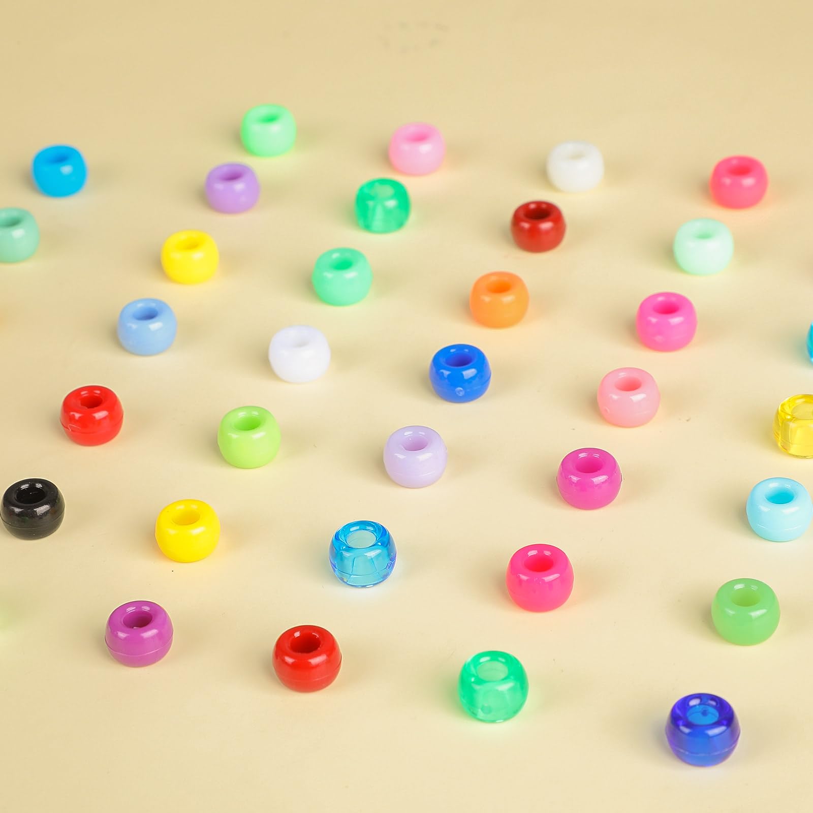 Huquary 21000 szt. plastikowych koralików kucyków, 40 kolorów, koraliki rzemieślnicze, 6 x 9 mm, koraliki do samodzielnego wykonania, bransoletki, tworzenia biżuterii