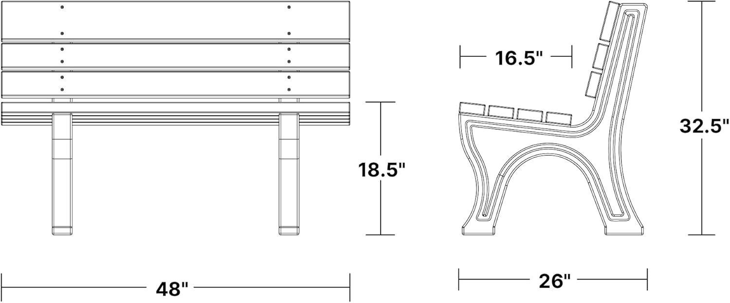 Wildridge Heritage 4' Park Bench, Tudor Brown and Black - Outdoor All-Weather HDPE Furniture