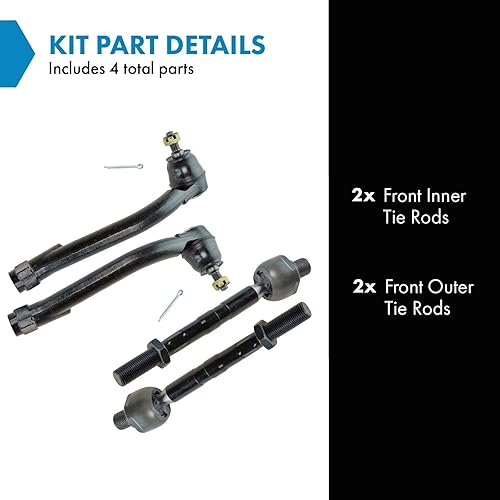 Miniatura 508 de TRQ Juego de varillas de acoplamiento delanteras interiores y exteriores, 4 piezas, compatibles con Chevrolet Cruze 2016-2019 de 16-19 voltios