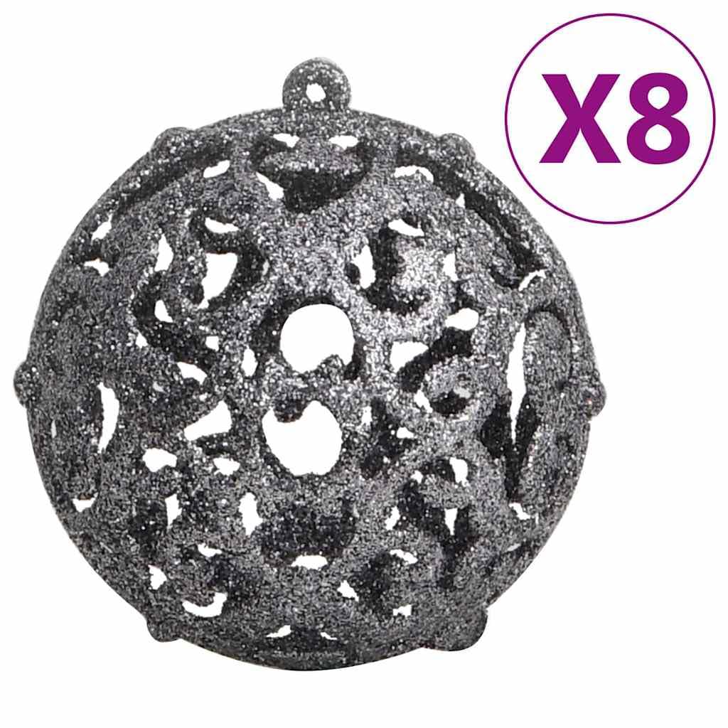Juego de bolas de Navidad de 111 unidades, color blanco y gris, inastillables, de color mate, con purpurina, huecas, para árboles y hogares, 3, 4, 6 cm de diámetro, incluye estrellas