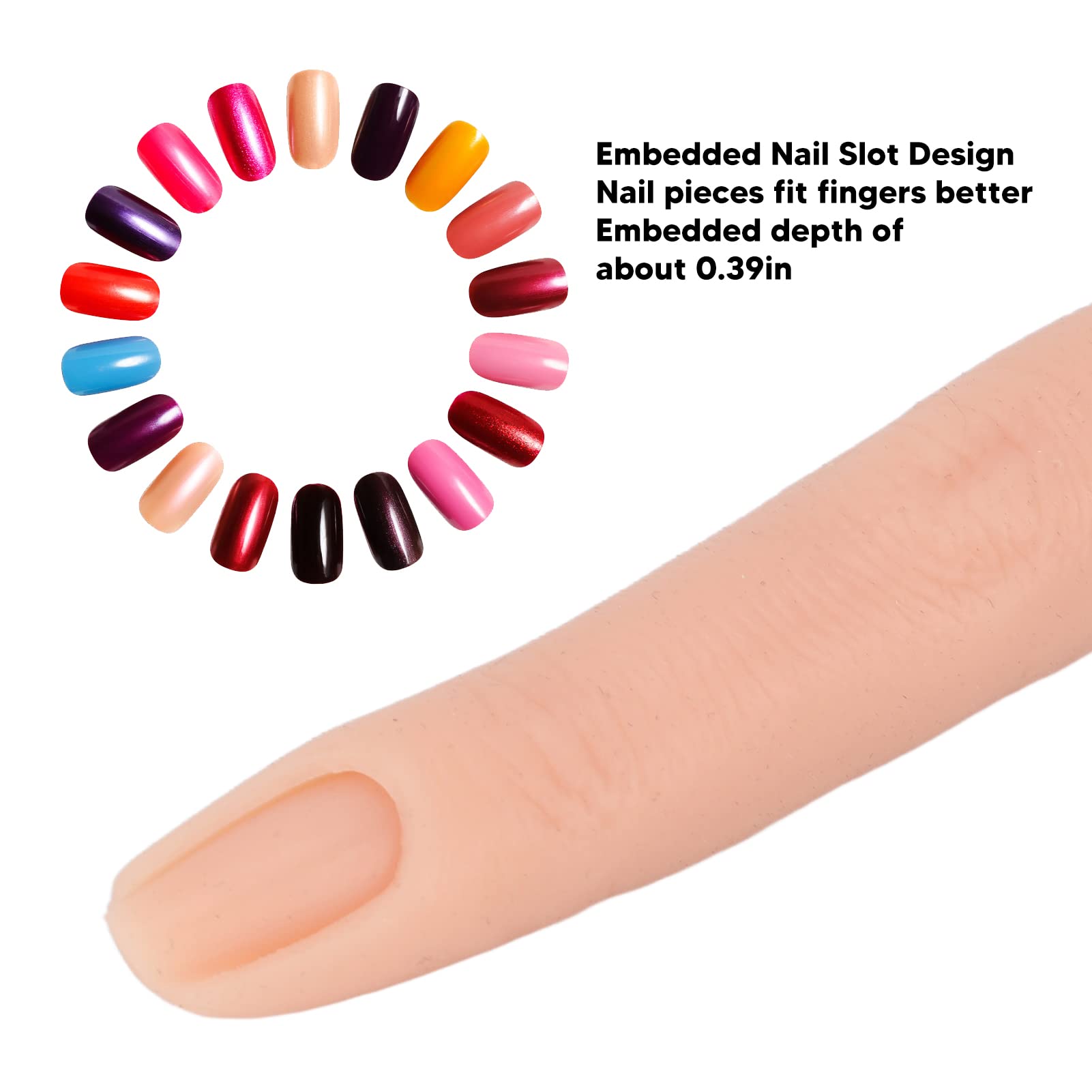 Haosie Practice Hand for Acrylic Nails Nail Practice Hand Model, Silicone Fake Finger, Nail Rings - Image 2