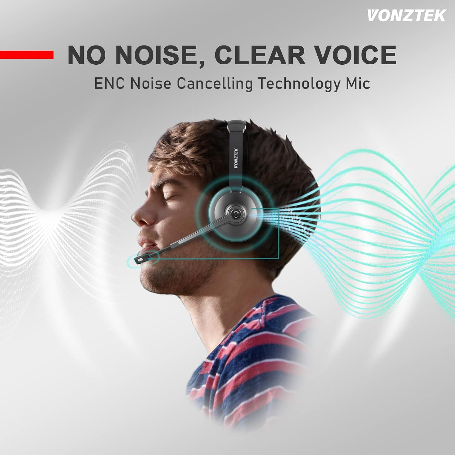 Bluetooth Headset with Microphone, Wireless Headset with AI Noise Canceling, V5.0 On Ear Headphone with USB Dongle & Mute Button Handsfree 26hrs for PC/Laptop/Smartphone/Tablet/Meeting/Class